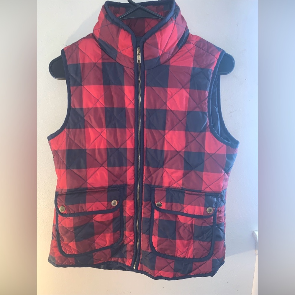 Paraphrase Buffalo Plaid Puffer Vest Women’s Size M